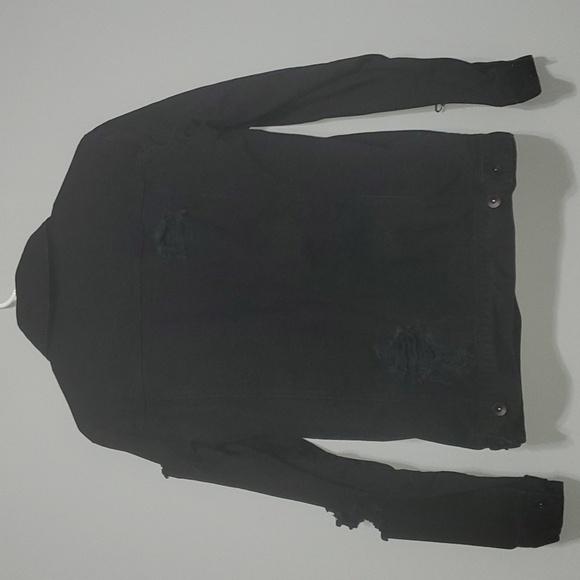 Hot Topic jacket men's size small black destructed denim unisex 100% Cotton - Picture 8 of 10